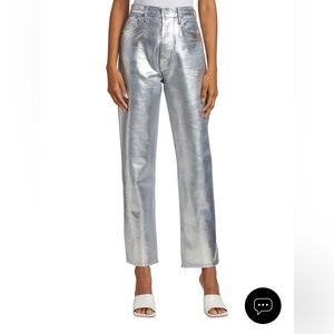 Agolde 90s Pinch-Waist High-Rise Metallic Straight-Leg Jeans